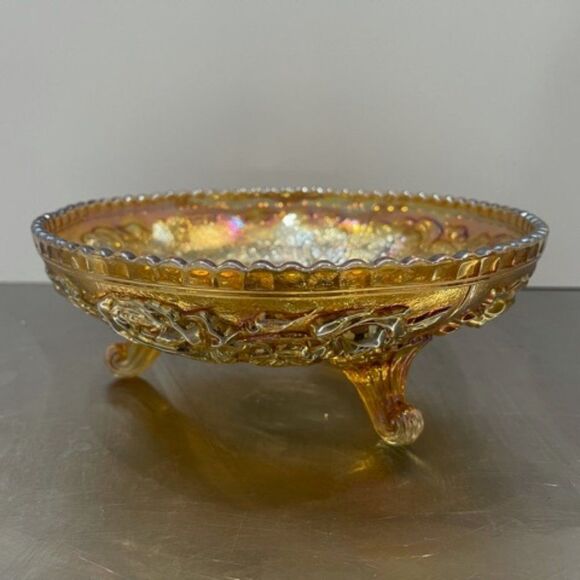 Imperial Rubigold Carnival Glass Rose Pattern 9" - Picture 4 of 6